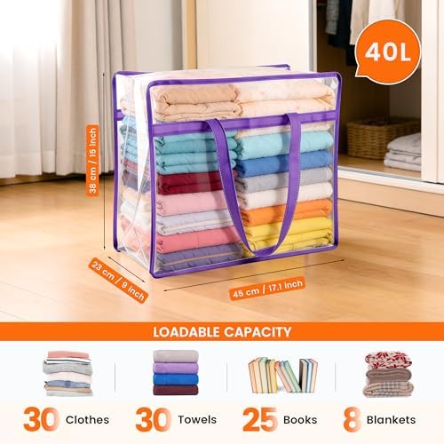 6 Pack 40L Clear Storage Bags - Image 2