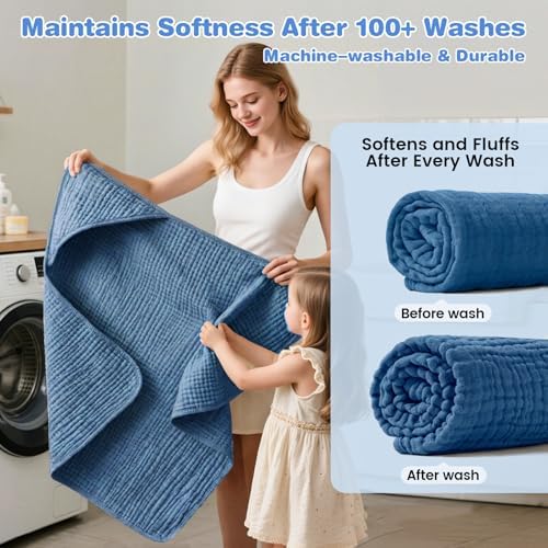 Muslin Hooded Baby Towels 2 Pack, 100% Cotton Baby Bath Towels - Image 6