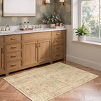 Neutral Tan Small Throw Rugs 3x5, Vintage Distressed Tree of Life Washable - Image 4