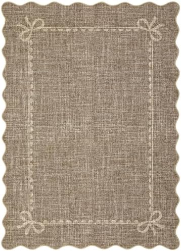 GarveeHome Scalloped Bow Rug 8x10 Washable Brown Rug - Image 4