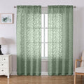 Lecloud Leia Sage Green Sheer Curtains 72 Inches Long 2 Panels, Jacquard by Lecloud