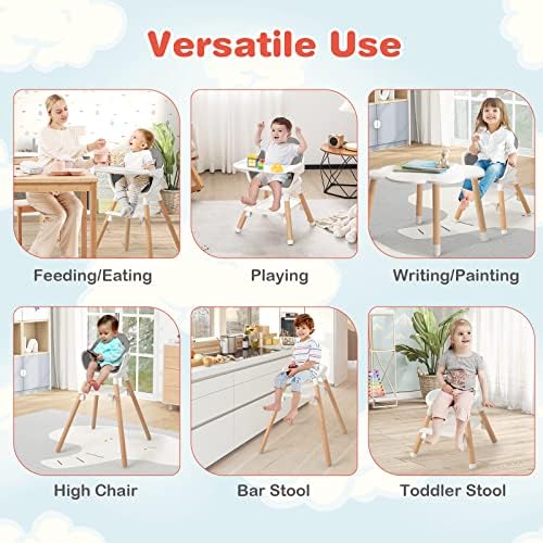 HONEY JOY Baby High Chair, 6 In 1 Convertible Wooden Highchair - Image 3