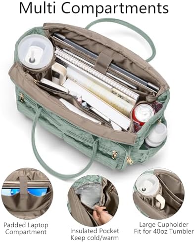 Bagstellar Teacher Tote Bag for Women, 15.6" Laptop Work Tote Computer Bag - Image 3