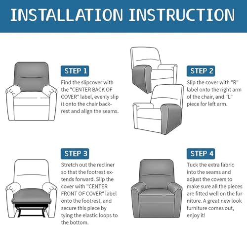 Recliner Chair Covers 4-Pieces Recliner Slipcovers Lazy Boy Chair Covers - Image 7