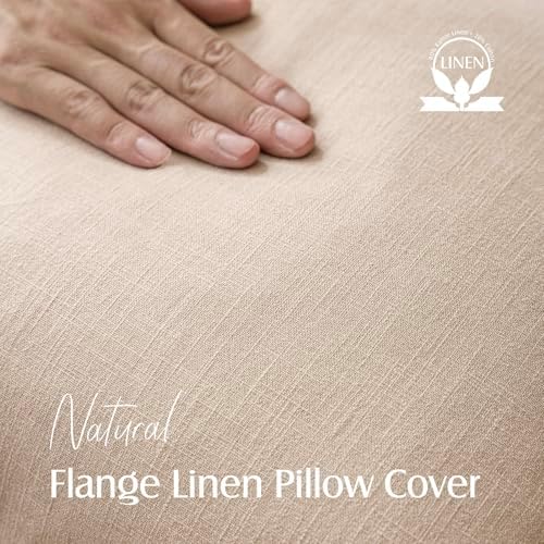 Foindtower Linen Solid Decorative Throw Pillow Covers 26x26 Inch Tan Beige - Image 2
