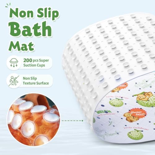 Teddy Island Bath Mat for Tub Non Slip Kids Bathtub Mat 40x16 Baby Bath Mat - Image 3