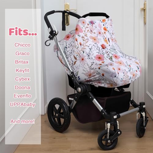 Rquite 4-in-1 Baby Car Seat Canopy, Stretchy Nursing Breastfeeding Cover - Image 4