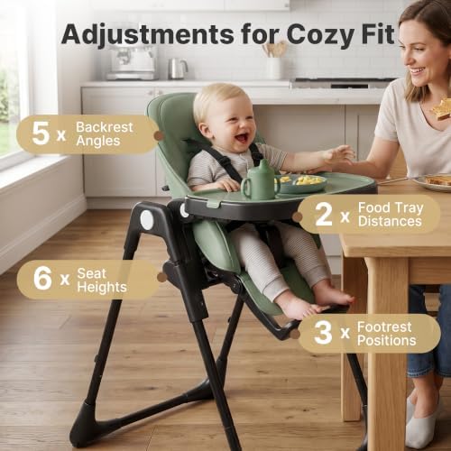 3 in 1 Portable High Chairs for Babies and Toddlers, Sage Green - Image 2