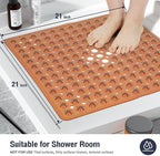 Square Shower Mat Bathtub Bath Mat Non Slip Clear Brown 21"x21" - Image 5