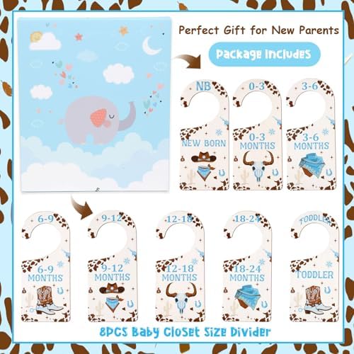 Baby Closet Dividers 8PCS, Western Cowboy Theme Wooden Double-Sided Clothes - Image 6