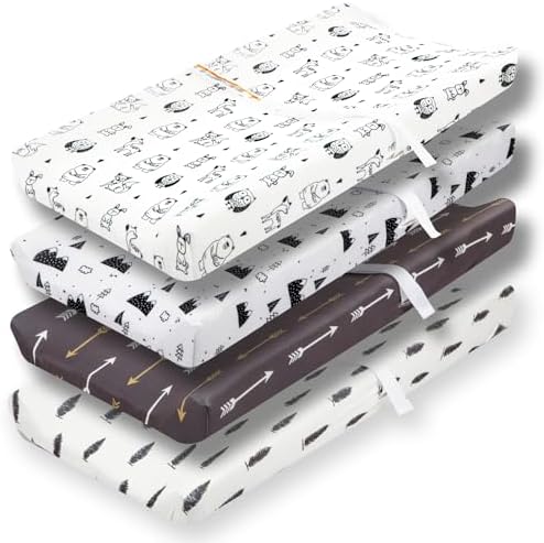 4 Pack Changing Pad Covers Woodland Forest Animals Wood Neutral Unisex Fitted by Jola%27s+House