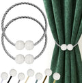 Hion Magnetic Curtain Tiebacks Grey 2pcs, Curtain Holdbacks Hooks Holders by Hion