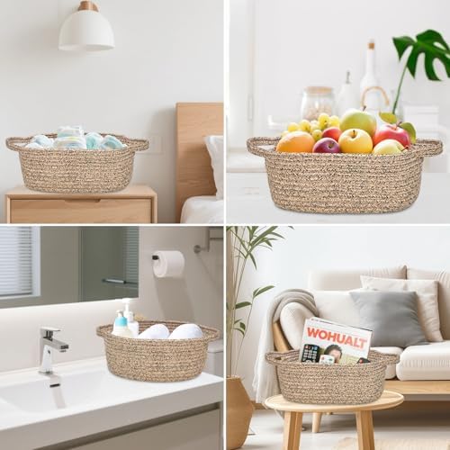 ABenkle Small Basket with Handles, Boho Decorative Rope Woven Dog Cat Toy - Image 4