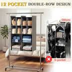 4 Tier Hanging Closet Organizer, 12 Compartments Dual Row Storage - Image 3