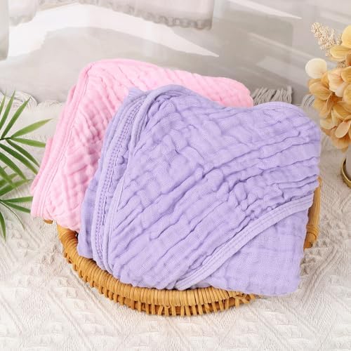 Synrroe 2 Pack Hooded Muslin Cotton Baby Towels - Image 3