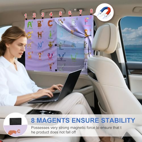 Car Window Shades, 8 Strong Magnets Magnetic Side Window Sun Shade - Image 6