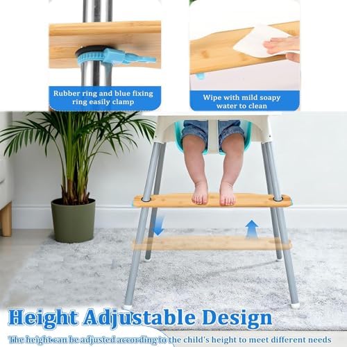 High Chair Footrest, Non-Slip Adjustable Natural Bamboo Wooden Footrest - Image 7