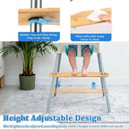 High Chair Footrest, Non-Slip Adjustable Natural Bamboo Wooden Footrest - Image 7
