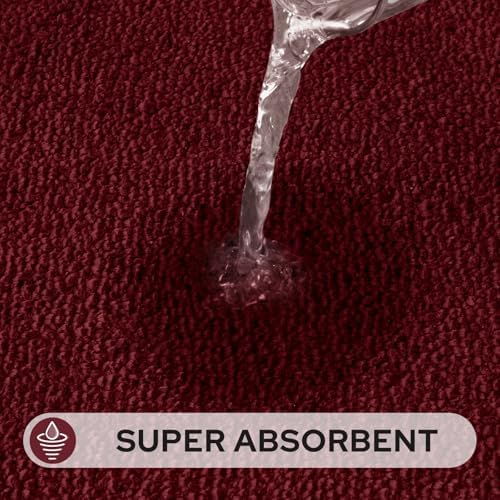 HOMEIDEAS Bathroom Rugs Sets 2 Piece, Extra Long Bath Mat Burgundy Red - Image 5