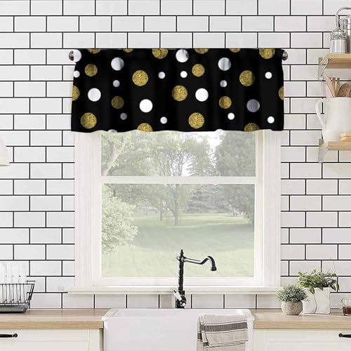 Polka Dot Window Valance, Small Gold Dots White Circles Modern Geometric - Image 4