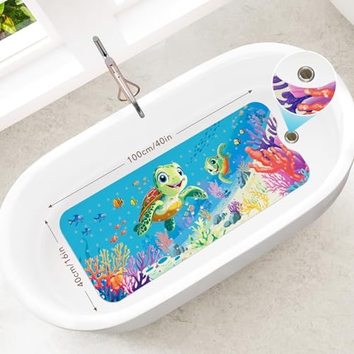 SHUCHING Baby Bath Mat for Tub Non Slip-40x16 Inch, Sea Turtle - Image 2