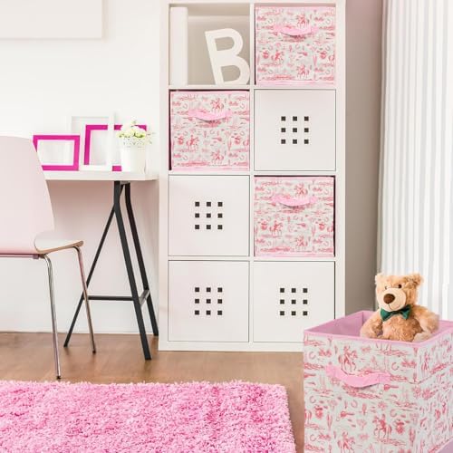 6 Pcs Pink Western Cube Storage Bins 12.5 Inch Cowgirl Storage Basket - Image 4
