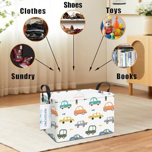 Rectangular Collapsible Color Cars Storage Basket Nursery Organizer - Image 4