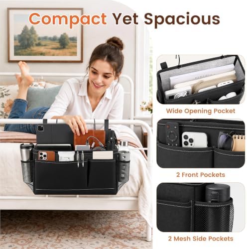 Fab totes Bedside Caddy for Dorm Bed, Bedside Storage Bag Hanging Organizer - Image 3
