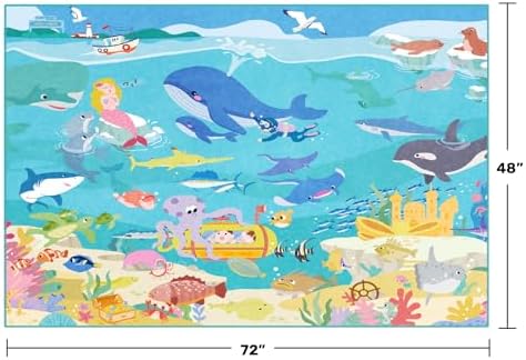 4x6 Ocean Rug for Kids Playroom – Sea Life Learning Carpet - Image 2