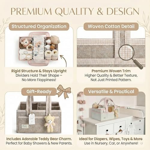 PeraBella Baby Diaper Caddy Organizer, XL Baby Basket Shower Gift Caddy - Image 3