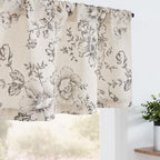 jinchan Black Floral Linen Valance Curtain Lined 16 Inch Rod Pocket 1 Panel by JINCHAN