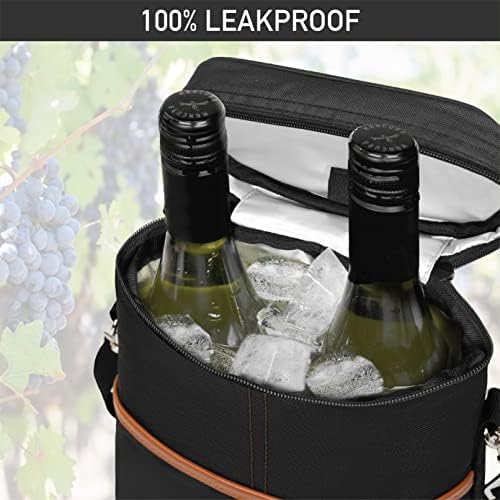 opux 2 Bottle Wine Carrier Tote, Insulated Leakproof Wine Cooler Bag, Wine - Image 5