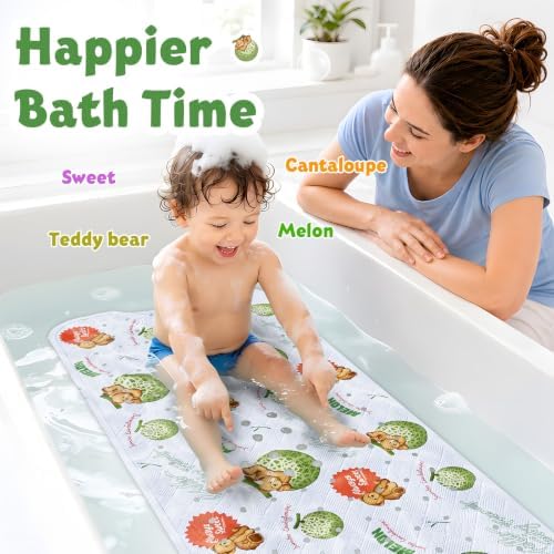 Teddy Island Bath Mat for Tub Non Slip Kids Bathtub Mat 40x16 Baby Bath Mat - Image 4