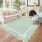GarveeHome Scalloped Bow Rug 5x7 Washable Rugs by GarveeHome