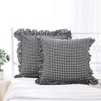 2 Pack Black White Gingham Ruffle Throw Pillow Covers 22''x22'' - Image 2