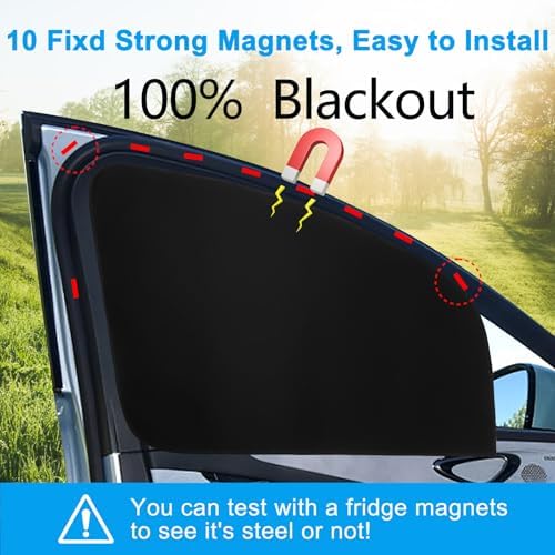 Ovege Blackout Car Window Curtains 4pcs Magnetic Privacy - Image 2