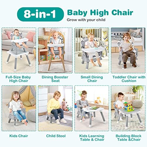 BABY JOY Baby High Chair, 8 in 1 Convertible Highchair - Image 2