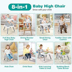 BABY JOY Baby High Chair, 8 in 1 Convertible Highchair - Image 2