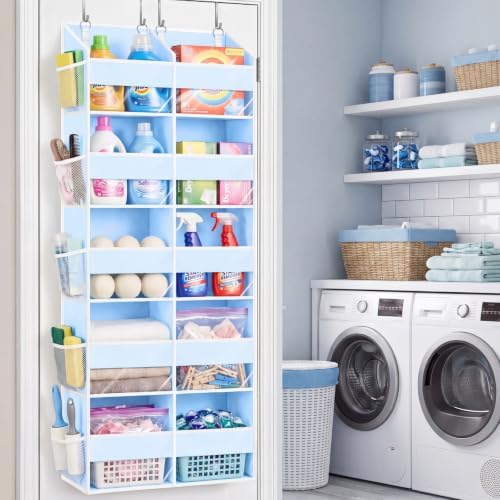 Blue Over the Door Organizer 5 Tiers, Extra Large Behind Door Storage of 10 - Image 5