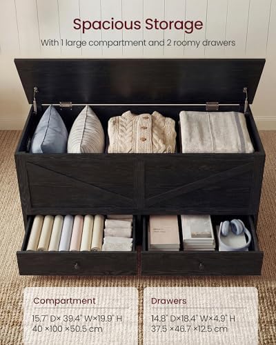 VASAGLE Storage Chest with 2 Fabric Drawers, 15.7 x 39.4 x 19.9 Inches - Image 3