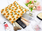 Flat Makeup Bag for Women, Zipper Cosmetic Pouch for Purse, Flower Yellow - Image 5