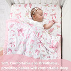 Floral Crib Bedding Set for Girls, 4 Pieces Pink Baby Nursery Bedding Set for - Image 3