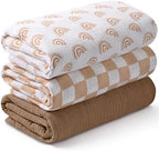 Muslin Swaddle Blankets for Newborn, 3 Pack Breathable Soft Receiving Blanket by LYRICHOMBABY