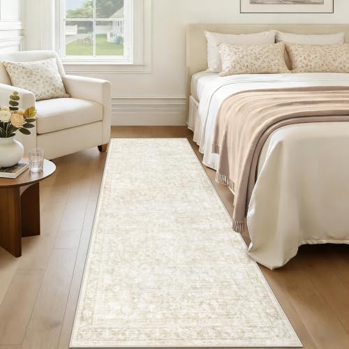2x8 Hallway Runner Rug: Washable Vintage Floral Entryway Rugs Low Pile Non-Slip - Image 4