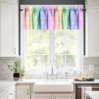 Colorful Rainbow Window Valance, Cartoon Cute Pastel Stripes Polka Dots Print - Image 3