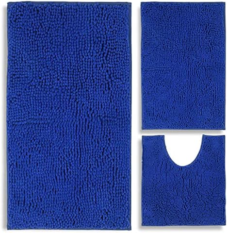 Bathroom Rugs Chenille 3-Piece Extra Soft and Absorbent Shag Bathroom Rugs by BOANKODU