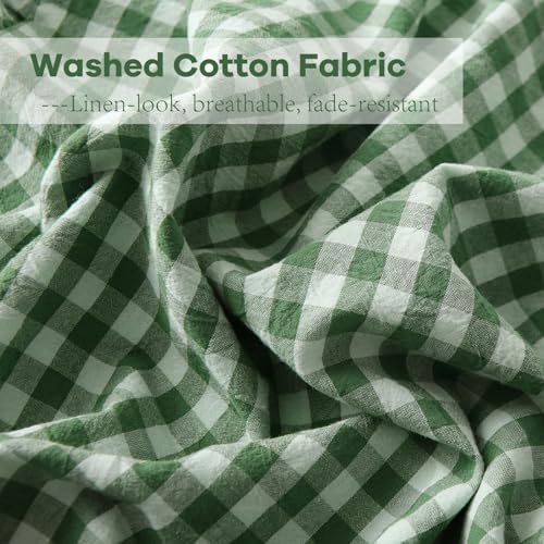 2 Pack Green White Gingham Ruffle Standard Pillow Shams 20"x26" - Image 5