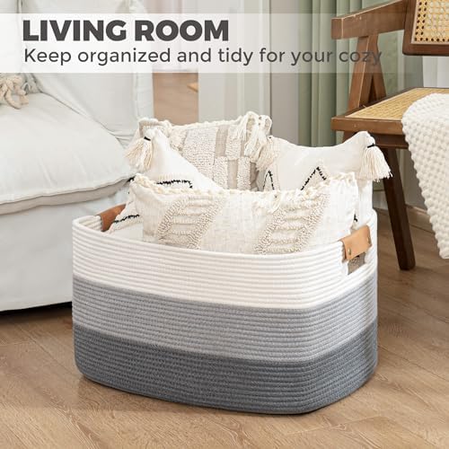 danpinera Blanket Basket, 72L Rectangle Large Basket - Image 3