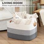danpinera Blanket Basket, 72L Rectangle Large Basket - Image 3
