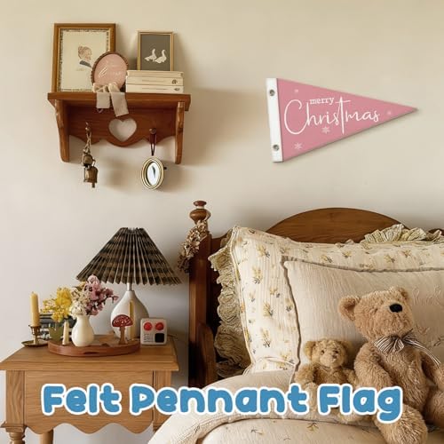 Christmas Kids Room Decoration, Preppy Pink Snowflake Wall Hanging Banner Decor - Image 2